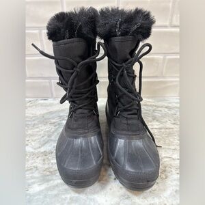 Kamik Black Faux Fur–Lined Winter Snow Boots – Women’s 6 – Made in Canada